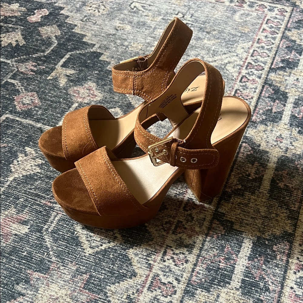 Zigi Soho Tan Suede Platform Heels